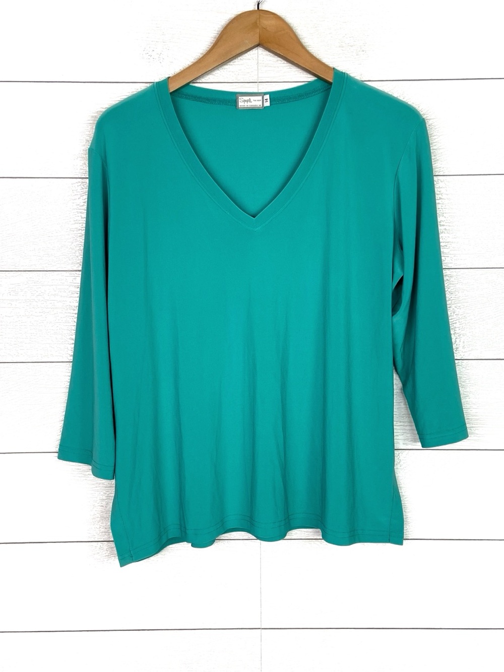 SYMPLI Turquoise V Neck Stretch Top 14 Canada Classic Relaxed